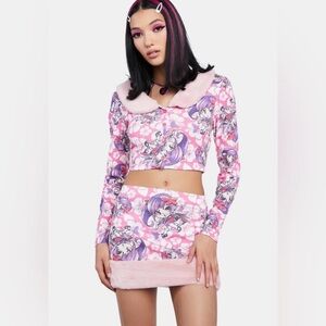 NGOrder fur trim crop top. NWT